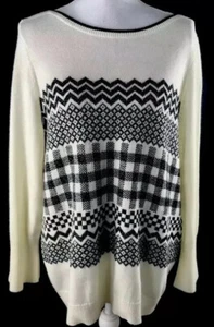 Talbots Mujer Talla 2X Suéter Mangas Ligeras Campana Mezcla de Lana Marfil Negro - Imagen 1 de 7