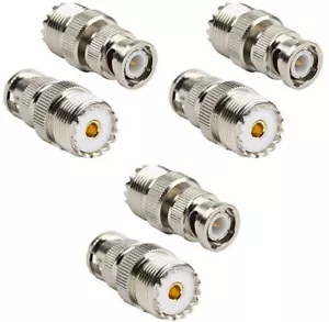 6x SO-239 UHF Jack Donna a BNC Adattatore Spina Maschio Prosciutto & Radio Amatoriale 6pz - Foto 1 di 5