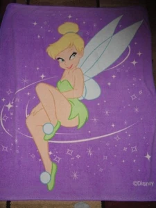 DISNEY PURPLE TINKERBELL THROW BLANKET 50X60 W/BORDER - Picture 1 of 4