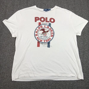 Polo Ralph Lauren Shirt Mens 2XL White Red Blue Logo Dry Goods & Supply Eagle - Picture 1 of 17