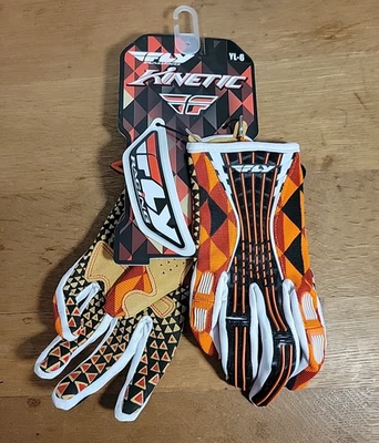 Fly Racing KINETIC Gloves Orange/Black Size Yl_6 MX Moto ATV New Off Road - Image 1 of 3