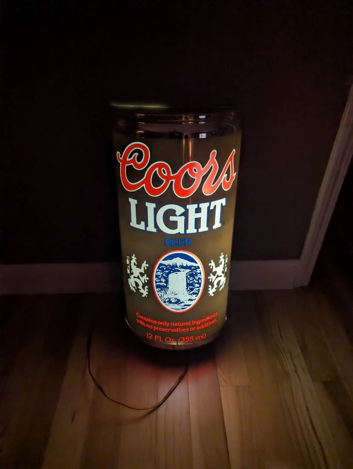 Vintage 27x14 Coors Light Beer Can Lighted Sign Silver Bullet Waterfall - Image 1 of 4
