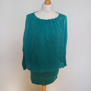 Made In Italy One Size Jade Green Silk Mix Longline Top Jersey Lining & Skirt - Picture 1 of 8