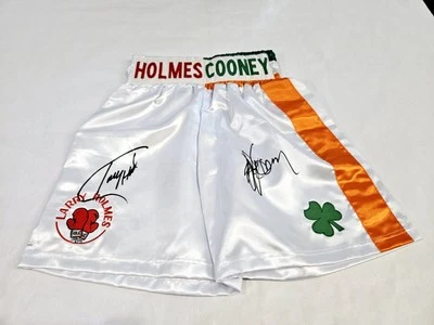 Larry Holmes & Gerry Cooney Dual Autographed Signed Boxing Trunks JSA Certified  - Image 1 of 4