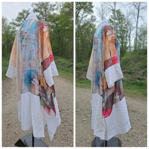NEU SELTENE HANDGEFERTIGTE KIMONO JACKE MASSGESCHNEIDERT DIGITALDRUCK DESIGN ONE SIZE - Bild 1 von 10