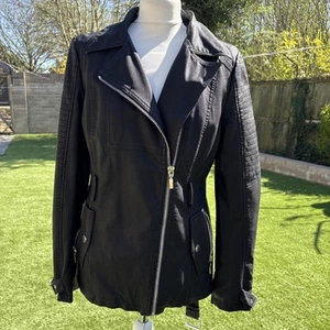 Ladies Fake Leather Jacket Size 12 Black By ‘star’ Julian McDonald Debenhams - Picture 1 of 19