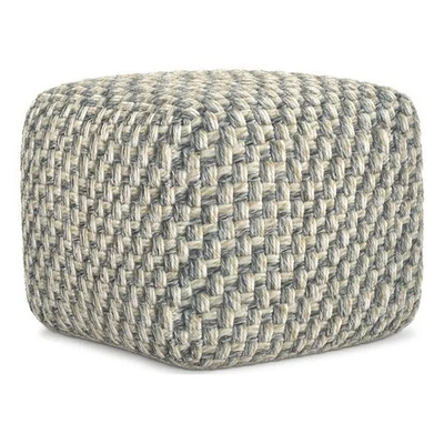 Beatrix 18 inch Wide Boho Pouf in Multicolor PET Polyester& Assembled - Image 1 of 4
