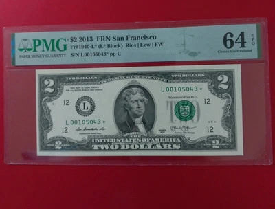 2013 $2* New York Star Note Only 128K Printed PMG 64 EPQ L00105043* - Image 1 of 4