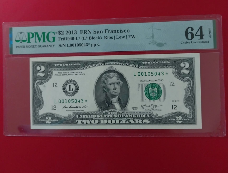2013 $2* New York Star Note Only 128K Printed PMG 64 EPQ L00105043* - Image 1 of 4