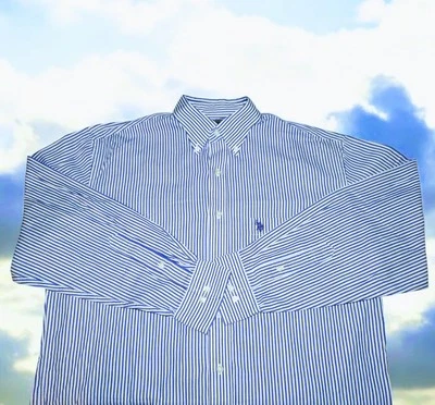 Camisa de vestir US POLO ASSN azul blanco a rayas para hombre talla 15 - 15 1/2 32/33 Foto 1 de 4