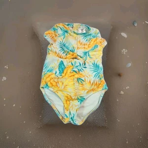 Art Class Little Girls Floral Tropical Print Short Sleeve Swimsuit size S (6/6X) - Picture 1 of 4