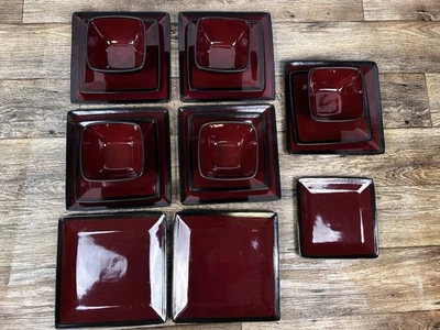 Better Homes And Garden Black & Red Dinner Plates, Salad Plates, & Bowls - Image 1 of 4