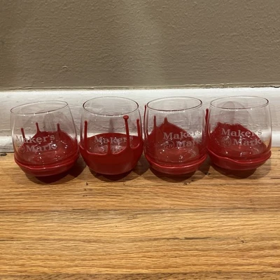 Makers Mark Wax Dipped Rocking Rocks Bourbon Glass- Rubber/Silicone Lot Of 4 - Image 1 of 4