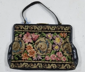 Vintage French Needlepoint Floral Handbag 34x24cm - Picture 1 of 13