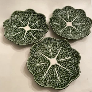 OLFAIRE Majolika Kohlblatt 8,5 Salatteller 3 Stück Portugal P 2412 Vintage - Bild 1 von 9