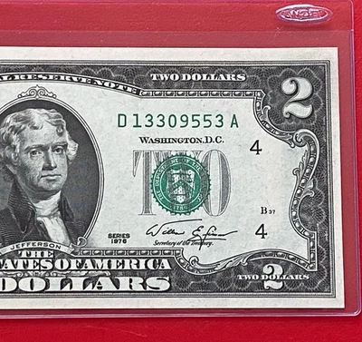 1976 $2 TWO DOLLAR BILL ( CLEVELAND D ) Uncirculated - Image 1 of 3