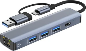USB-C Gigabit Ethernet Hub 3 USB 3.0 + 1 C Port für Macbook XPS Surface - Bild 1 von 7