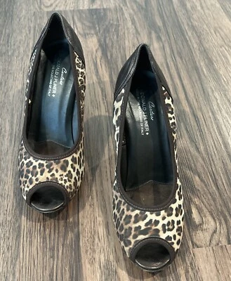 DONALD PLINER COUTURE 鞋 豹纹 意大利制造 皮革 尺寸 8.5M Zorba — 第 1/4 张图片