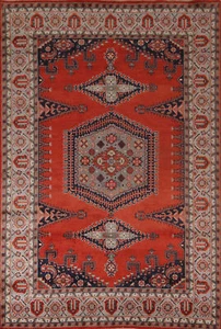Alfombra de lana geométrica estilo tribal Viss duradera y elegante anudada a mano 9x12 ft - Imagen 1 de 19