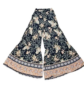 EE:Some Boho Tiered Wide Flower Leg Palazzo Pants Women's Size S - Picture 1 of 11
