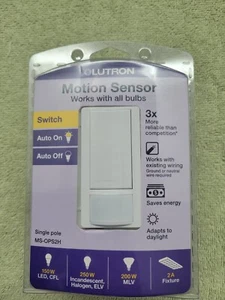 NEW Lutron Single-Pole Motion Sensor White MS-OPS2H Light Switch 180^ view - Picture 1 of 4
