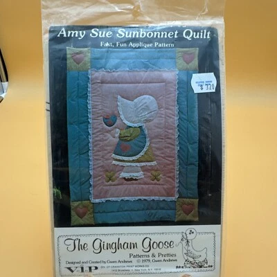 1979 Gingham Goose Amy Sue Sunbonnet Baby Crib Quilt Pattern 58x43 - Image 1 of 3