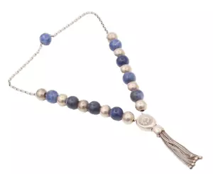 ATHOC 925 Sterling Silber Vintage Griechisch Blau Edelstein Perlen Armband TR3505 - Bild 1 von 6