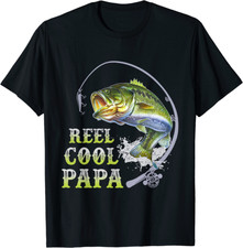 Mens Fathers Day Gift Funny Fishing Reel Cool Papa Dad Joke 2D T-SHIRT Us Size