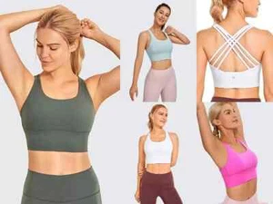 CRZ YOGA Yoga Bra, Wirefree Padded Workout Sports Bra, H172 - Picture 1 of 29