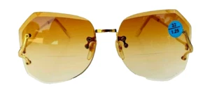 NWT Vintage 90's Lady Small Diamond Cut BiFocal Reading Sunglasses +3.25 (Brown) - Picture 1 of 4