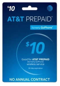 AT&T - AT&T Prepaid $10 Refill Top-Up Prepaid Card , AIR TIME PIN / RECHARGE - Picture 1 of 1