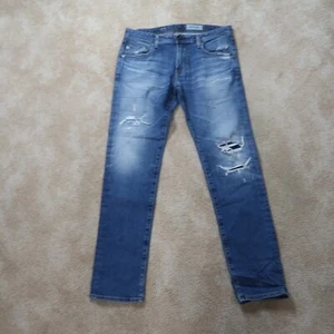 Adriano Goldschmied The Tellis Slim Straight Leg Jeans Men's 34x33 Patched - Picture 1 of 14