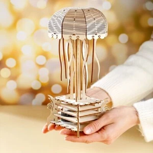 Caja de música de madera 3D rompecabezas mecánico medusas modelo kit adorno para el hogar - Imagen 1 de 10