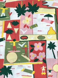 Tela Schwartz Liebman Estampado Cranston 70" x 58" Tropical Playa Surf Abstracto - Imagen 1 de 7
