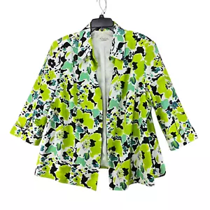 Kim Rogers Damen grün Blumen Blazer Jacke Rollriegel Ärmel Kragen Größe 18W - Bild 1 von 7