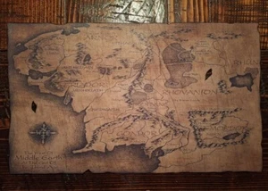 Lord Of The Rings, Hobbit REAL CANVAS Map Set Of 3!!! Glossy Finish $20 OFF!!! - Picture 1 of 8
