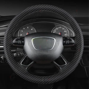 Hand-Stitched DIY Steering Wheel Cover 14.5-15" Carbon Fiber Look For LINCOLN - Picture 1 of 10
