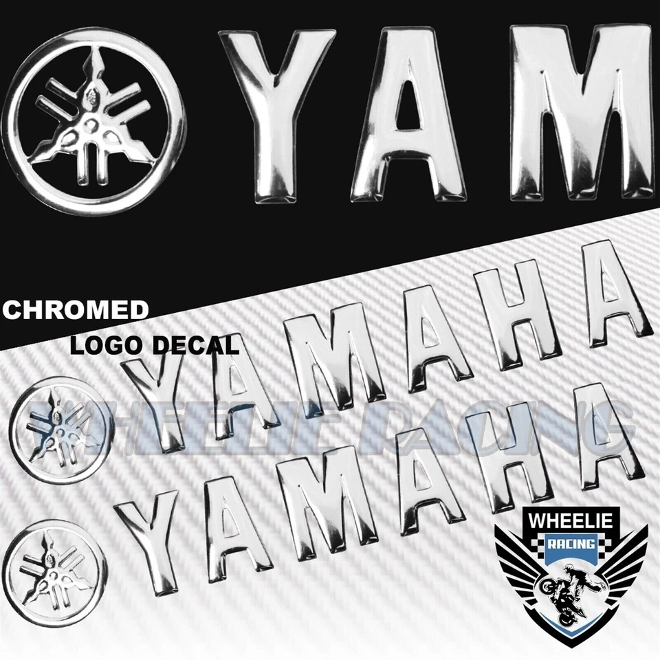 X2 6.25" EXTRA 3D SHINY ABS EMBLEM DECAL WING LOGO+LETTER STICKER YAMAHA CHROME - Image 1 of 1