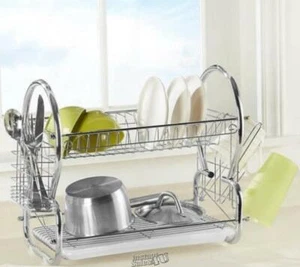 Home Basics Space-Saving Chrome Dish Rack - Picture 1 of 2