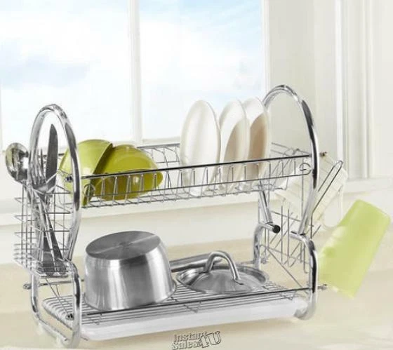 Rack de louça cromado para economia de espaço Home Basics - Imagem 1 de 2