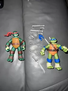 Playmates TMNT 2012 Nickelodeon 4 inch Leo And Raph W Accessories - Picture 1 of 12