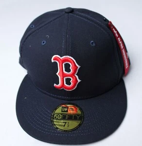 Boston Red Sox Adult New Era x Alpha Industries 59Fifty Cap CL8 Navy Size 7.5 - Picture 1 of 6