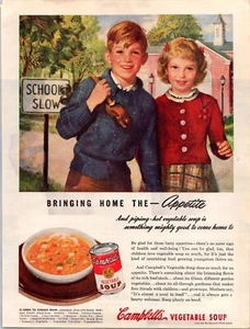 ANUNCIO IMPRESO VINTAGE 1944 SOPA ESCUELA NIÑOS - Imagen 1 de 1