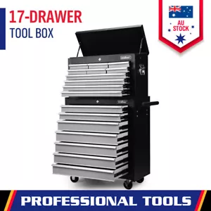 Lockable 17 Drawer Tool Box Trolley Cabinet Storage Cart Garage Organiser Au - Picture 1 of 13