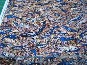 3 Yards Quilt Cotton Fabric - QT Fabrics Dan Morris Aquatica Whales on Tan Brown - Picture 1 of 1
