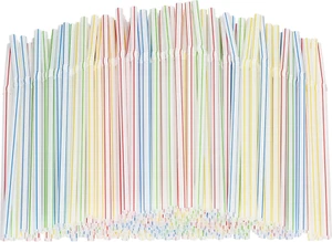 Flexible Plastic Straws Colored Bpa-Free Disposable Bendy Straw 8" Long (200 Pac - Picture 1 of 6