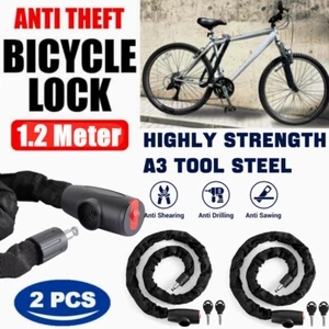 4 Feet Bike Chain Lock Heavy Duty Anti Theft Security Chain Lock w/ Key 6mmX120 - Picture 1 of 15