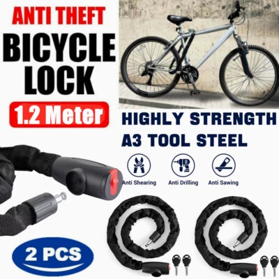 4 Feet Bike Chain Lock Heavy Duty Anti Theft Security Chain Lock w/ Key 6mmX120 - Image 1 of 4