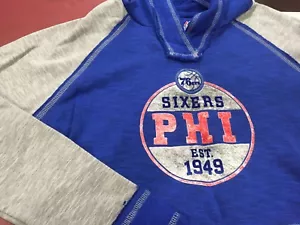 WOMENS MAJESTIC PHILADELPHIA 76ERS SIXERS HOODIE M MEDIUM BLUE/GRAY NEW - Picture 1 of 3