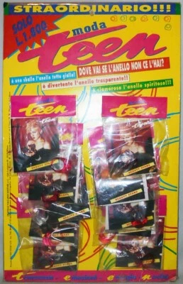 1980's -MADONNA- Vintage MODA TEEN Italian Music Toy Rings NOS Store Display - Image 1 of 2